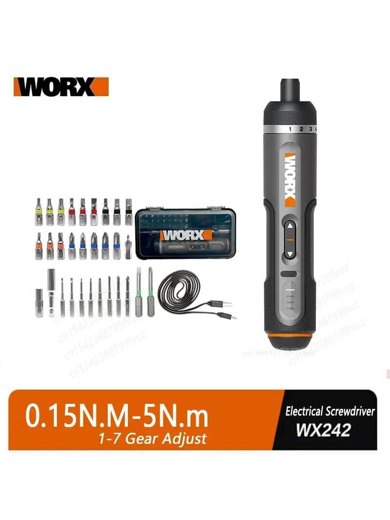 WORX WX242 4V Smart Cordless Electric Screwdriver Set | 30-Bit Rechargeable Mini Power Tool