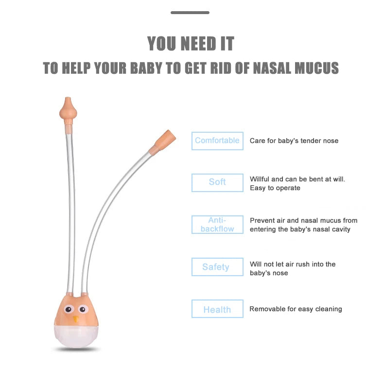 Newborn Baby Nasal Aspirator | Soft Silicone Nose Cleaner with Anti-Backflow Design | Safe & Gentle Suction Tool for Infants