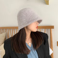 Women’s Winter Rabbit Fur Bucket Hat | Knitted Wool Fisherman Cap | Soft & Stylish Cold-Weather Accessory