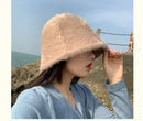 Women’s Winter Rabbit Fur Bucket Hat | Knitted Wool Fisherman Cap | Soft & Stylish Cold-Weather Accessory
