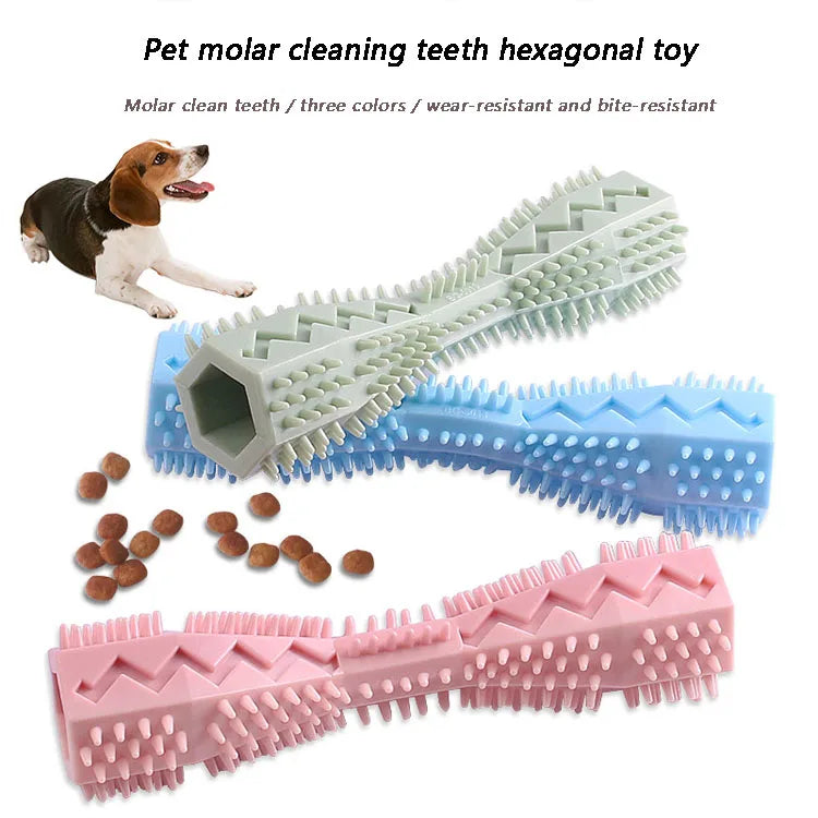 Durable Dog Toothbrush Chew Toy Stick | Soft Rubber Dental Cleaner & Massage Toy for Puppies and Small Dogs