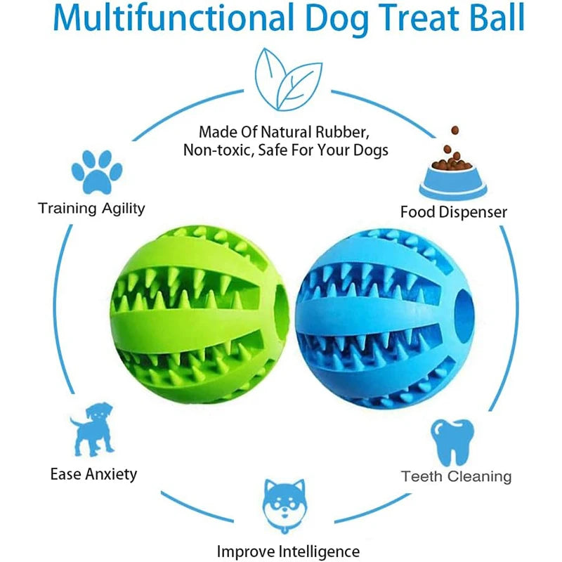 Interactive Rubber Dog Toy Ball – Chew & Treat Dispenser for Dental Cleaning and Play