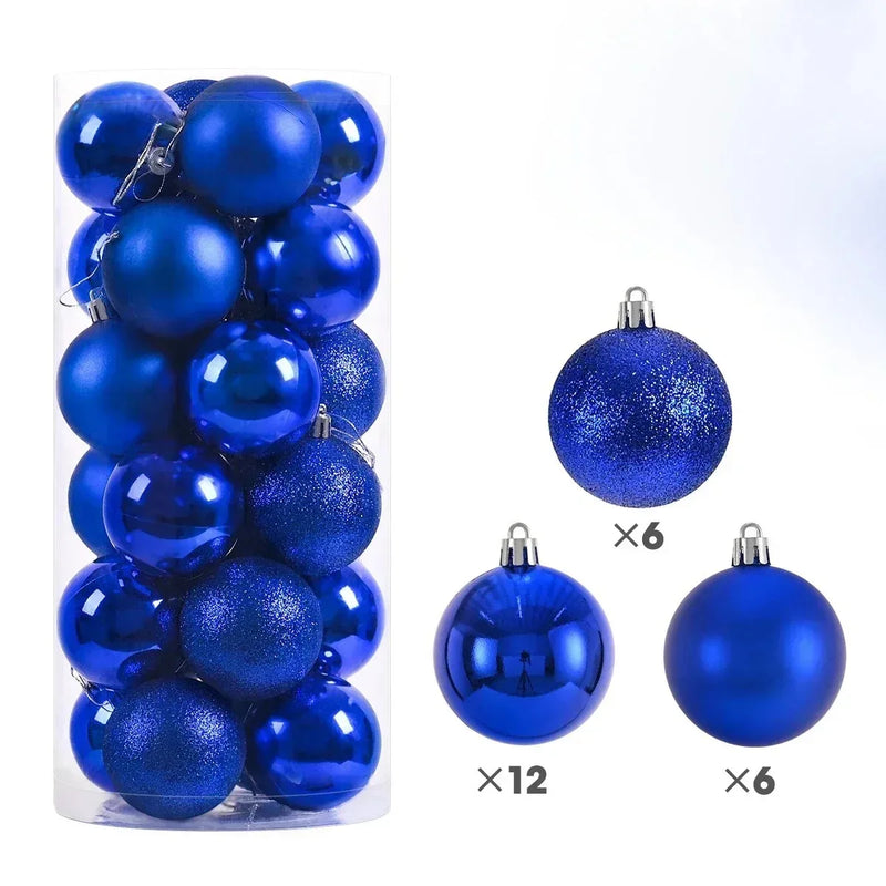 24-Piece Christmas Ball Ornament Set | 3/4/6cm Tree Decorations | Shatterproof Hanging Baubles for 2026 Holiday Décor