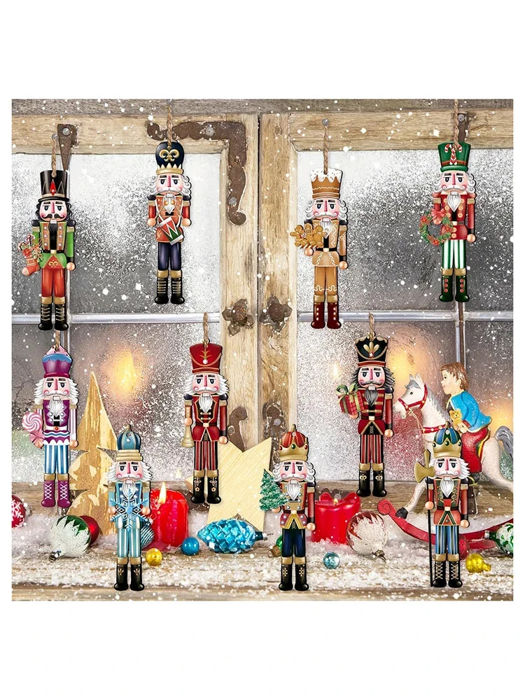 12-Piece Wooden Nutcracker Decoration Set | Classic Christmas Figurines for Home, Parties & Festive Gifts