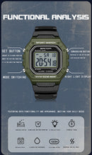 SANDA 2156 Men’s Military Sport Watch | Water-Resistant Digital Wristwatch with LED Display & Stopwatch