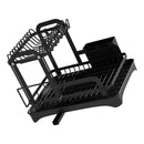 2-Tier Dish Drying Rack | Metal Dish Drainer with Drain Basket & Rotating Water Outlet | Kitchen Countertop Organizer