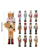 12-Piece Wooden Nutcracker Decoration Set | Classic Christmas Figurines for Home, Parties & Festive Gifts