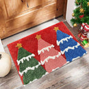 Christmas Door Mat | Santa Claus & Gingerbread Design | Red Holiday Welcome Mat for Indoor & Outdoor Use