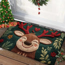 Christmas Door Mat | Santa Claus & Gingerbread Design | Red Holiday Welcome Mat for Indoor & Outdoor Use
