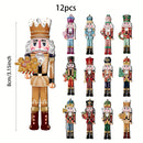 12-Piece Wooden Nutcracker Decoration Set | Classic Christmas Figurines for Home, Parties & Festive Gifts