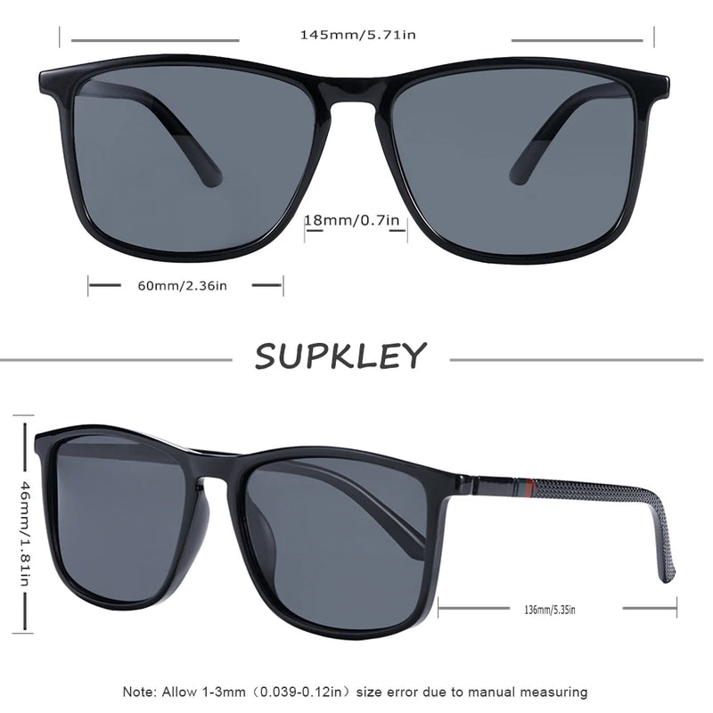 SUPKLEY Polarized Sports Sunglasses for Men | UV400 Protection Square Frame | Lightweight & Stylish Outdoor Eyewear