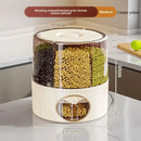 Rotating Sealed Grain & Rice Storage Container – Moisture-Proof, Insect-Proof Multi-Compartment Kitchen Dispenser