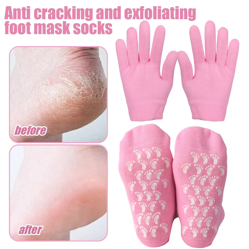 Reusable Silicone Moisturizing Mask Socks & Gloves – Exfoliating, Anti-Crack, and Hydrating Foot and Hand Care Tool
