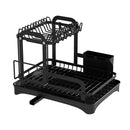 2-Tier Dish Drying Rack | Metal Dish Drainer with Drain Basket & Rotating Water Outlet | Kitchen Countertop Organizer