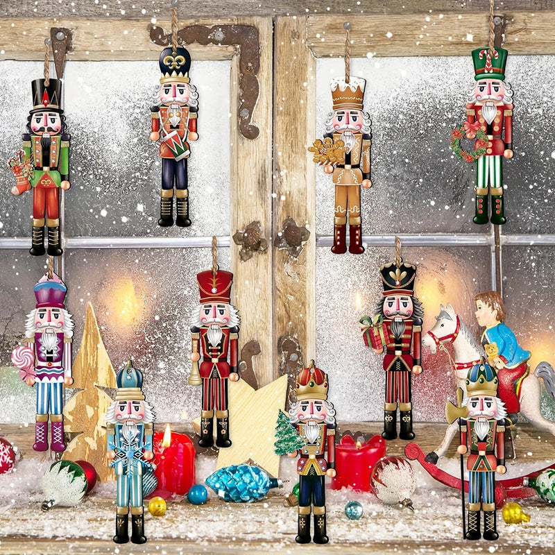 12-Piece Wooden Nutcracker Decoration Set | Classic Christmas Figurines for Home, Parties & Festive Gifts