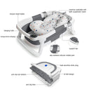 Eco-Friendly Foldable Baby Bathtub with Temperature Indicator | Infant Bath Tub with Soft Mat & Anti-Slip Design