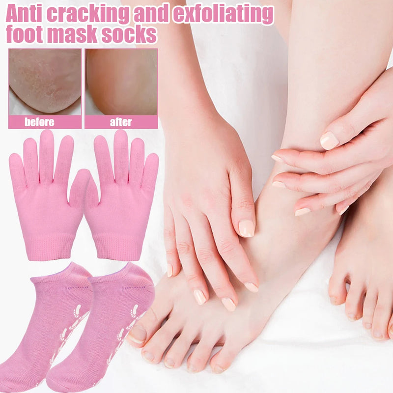 Reusable Silicone Moisturizing Mask Socks & Gloves – Exfoliating, Anti-Crack, and Hydrating Foot and Hand Care Tool