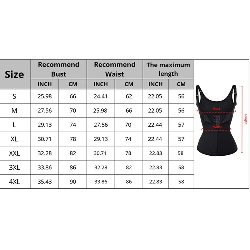 Women's Waist Trainer Corset Vest – Adjustable Body Shaper with Zipper | Slimming Sauna Tank Top for Tummy Control & Posture Support