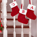 Knitted Christmas Socks with Snowflake & Letter Design | Festive Hanging Stockings for 2025–2026 Holiday Décor & Gifts