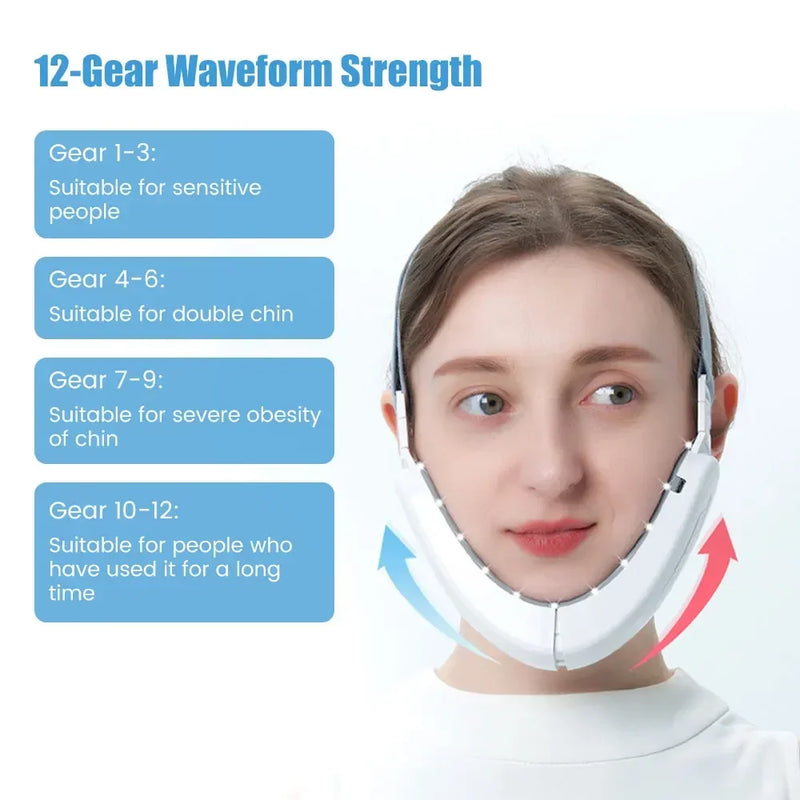 EMS Facial Lifting & V-Face Slimming Device – Double Chin Remover with LED & Microcurrent Tightening 💆‍♀️✨