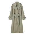 Willshela Women’s Double-Breasted Trench Coat | Elegant Long Belted Overcoat with Lapel Collar & Vintage Design