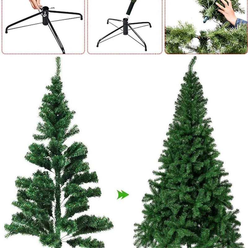 Artificial Christmas Tree with Metal Stand | PVC Foldable Xmas Tree | 90–240cm Home & Party Decoration