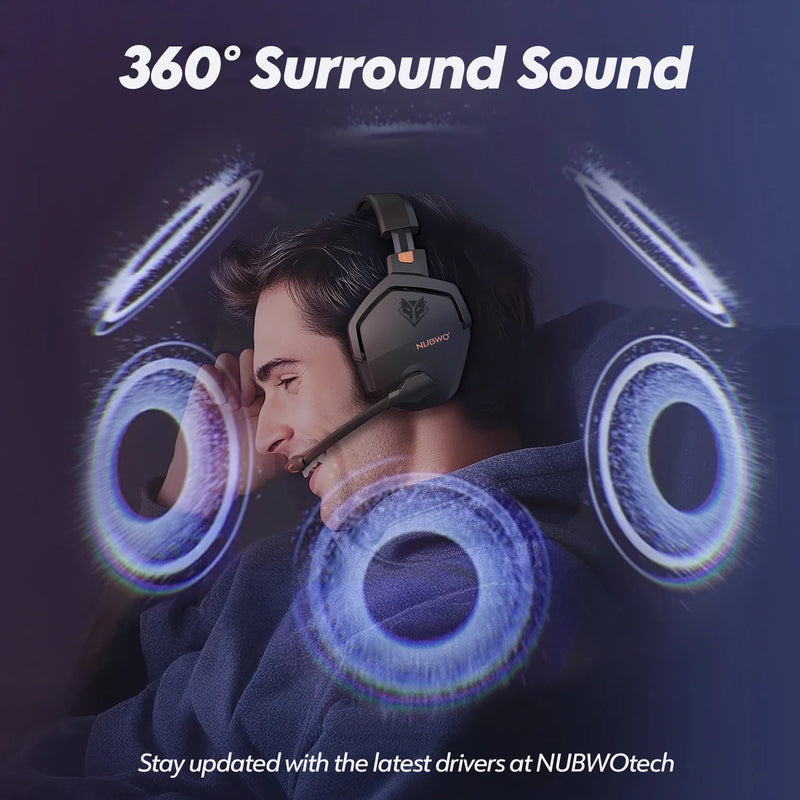 NUBWO G06 Dual Wireless Gaming Headphones | 2.4GHz + Bluetooth 5.3 | Noise-Cancelling Headset with Mic for PS5, PC & Mobile