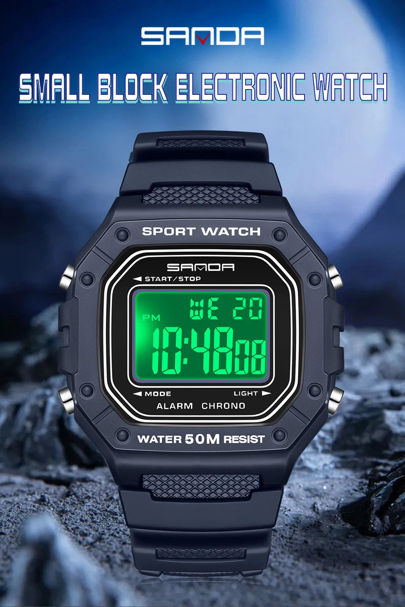 SANDA 2156 Men’s Military Sport Watch | Water-Resistant Digital Wristwatch with LED Display & Stopwatch