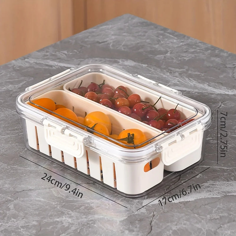 Portable Snack Tray with Handle – Multi-Compartment Food Storage Box for Travel, Parties & Refrigerator Organization