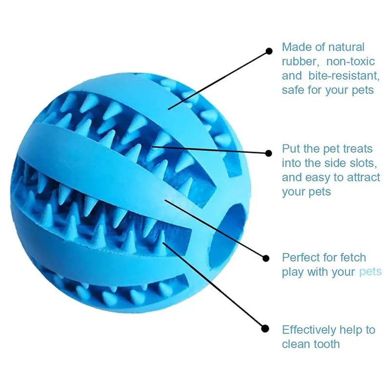 Interactive Rubber Dog Toy Ball – Chew & Treat Dispenser for Dental Cleaning and Play