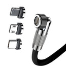 MVQF 3-in-1 540° Magnetic Fast-Charging Cable | 120 W 6A USB to Type-C, Micro-USB & Lightning | Liquid Silicone Data Cable