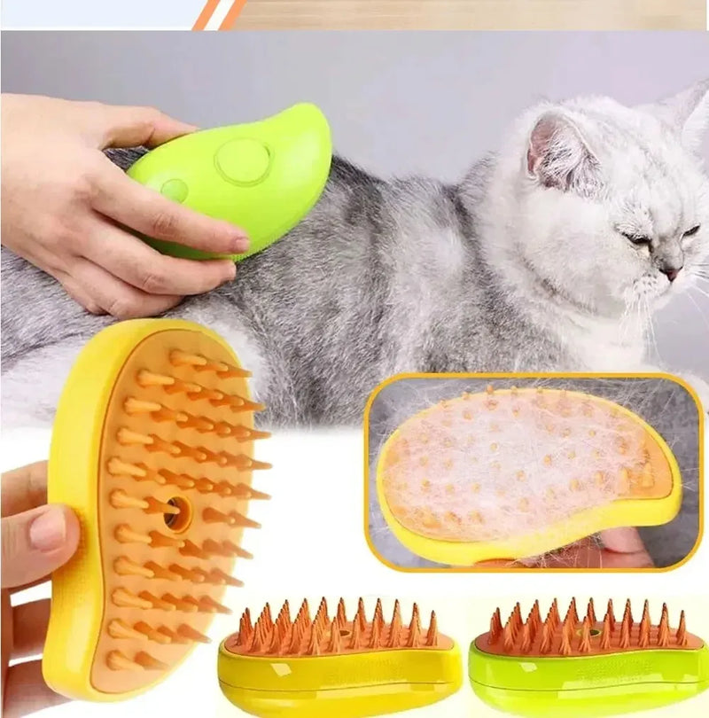 3-in-1 Electric Pet Steam Brush – Grooming, Massage & Cleaning Tool for Cats and Dogs