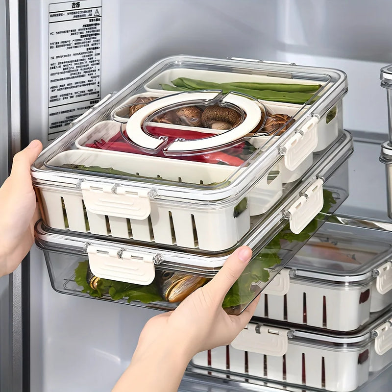 Portable Snack Tray with Handle – Multi-Compartment Food Storage Box for Travel, Parties & Refrigerator Organization