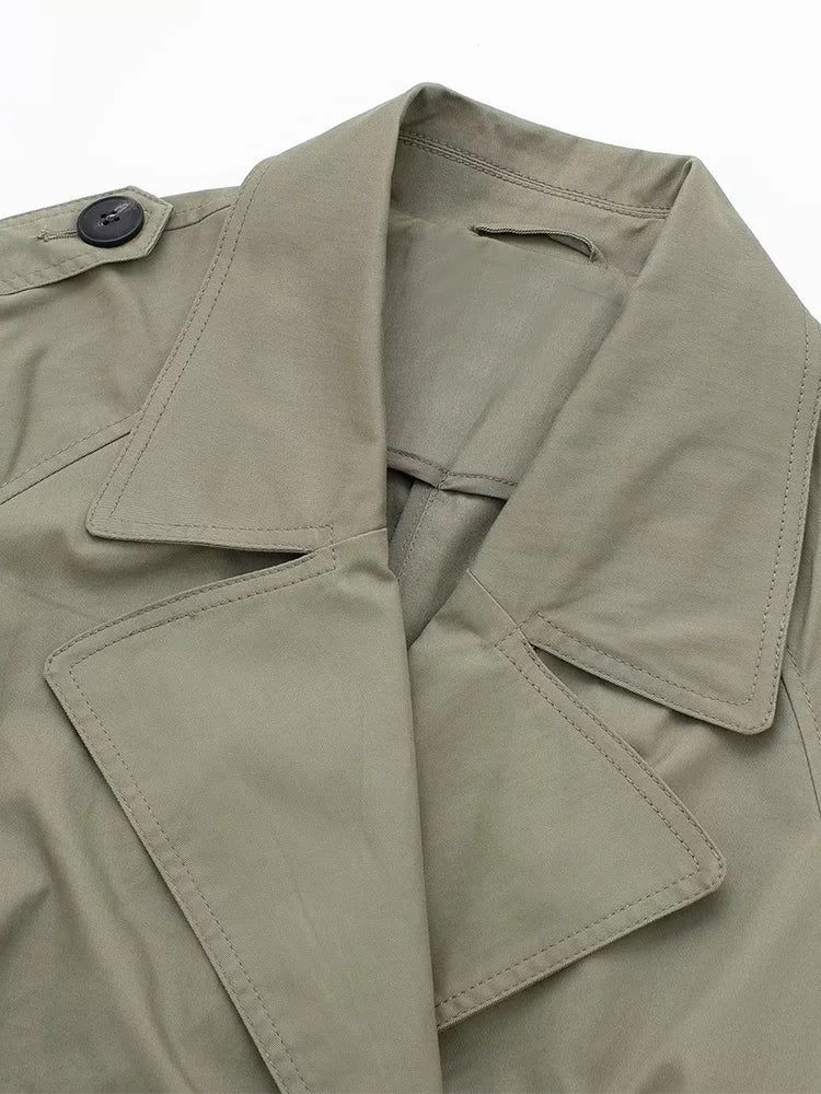 Willshela Women’s Double-Breasted Trench Coat | Elegant Long Belted Overcoat with Lapel Collar & Vintage Design