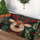 Christmas Door Mat | Santa Claus & Gingerbread Design | Red Holiday Welcome Mat for Indoor & Outdoor Use