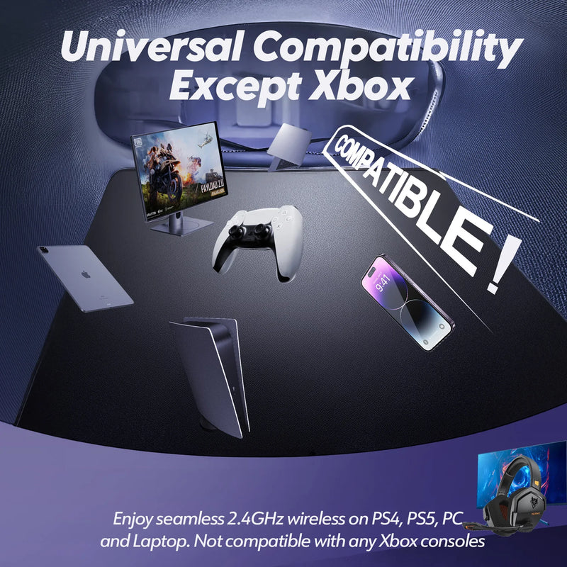 NUBWO G06 Dual Wireless Gaming Headphones | 2.4GHz + Bluetooth 5.3 | Noise-Cancelling Headset with Mic for PS5, PC & Mobile