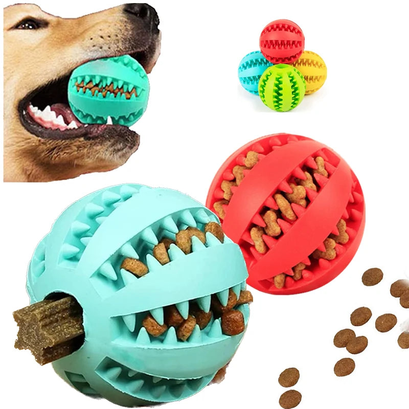Interactive Rubber Dog Toy Ball – Chew & Treat Dispenser for Dental Cleaning and Play