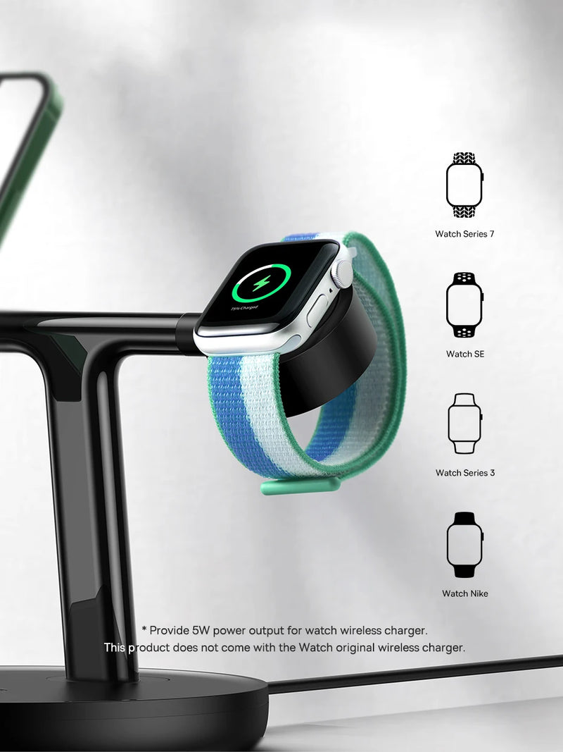 Baseus Swan 3-in-1 Magnetic Wireless Charger Stand | 20 W Fast Charging Station for iPhone 15/14 Pro, AirPods & Apple Watch