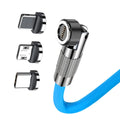 MVQF 3-in-1 540° Magnetic Fast-Charging Cable | 120 W 6A USB to Type-C, Micro-USB & Lightning | Liquid Silicone Data Cable