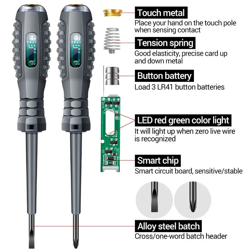 2-Piece Voltage Tester Screwdriver Set | 12–220 V AC/DC | Magnetic Electrician Test Pen