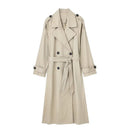 Willshela Women’s Double-Breasted Trench Coat | Elegant Long Belted Overcoat with Lapel Collar & Vintage Design