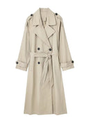 Willshela Women’s Double-Breasted Trench Coat | Elegant Long Belted Overcoat with Lapel Collar & Vintage Design