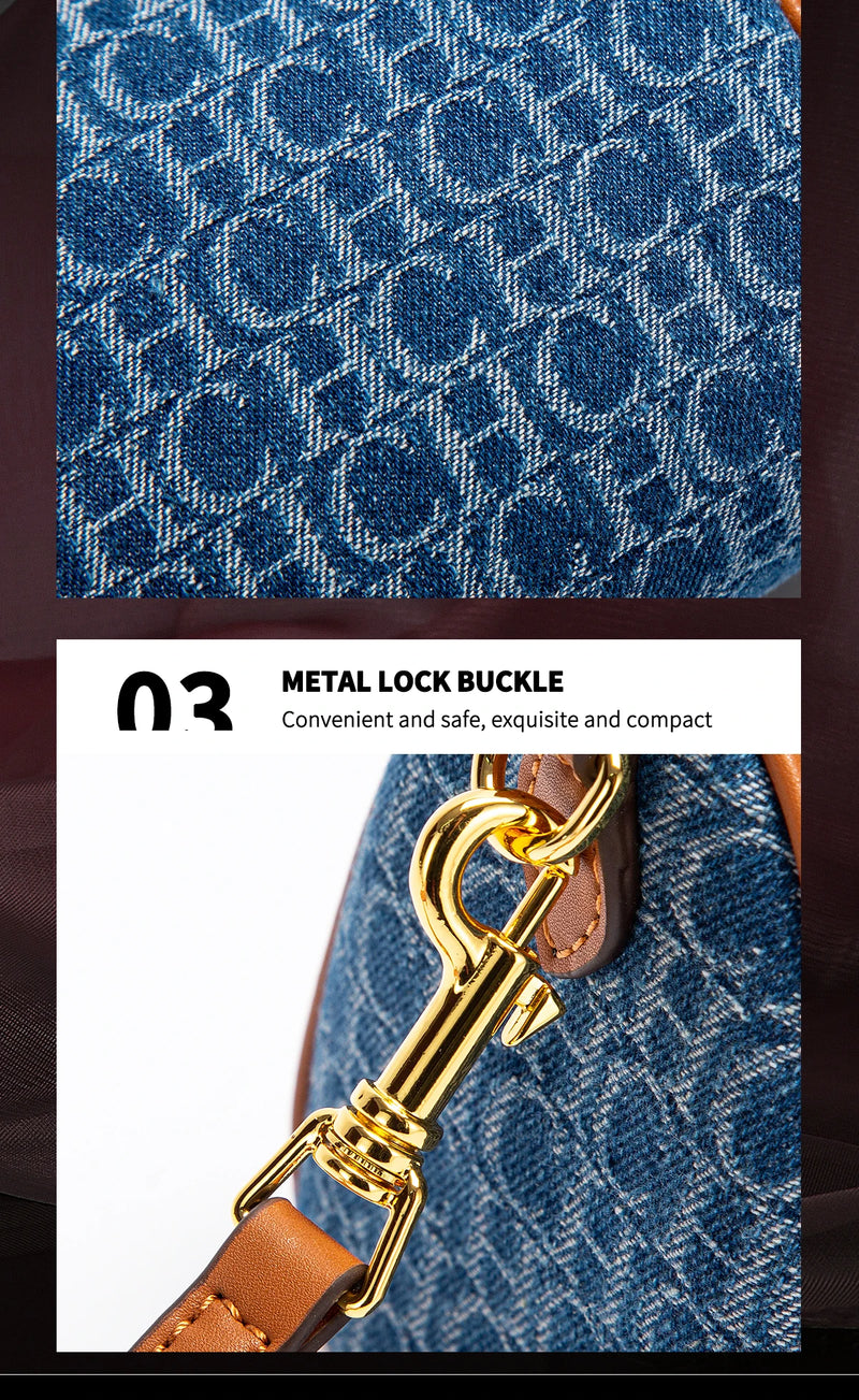 Women’s Cowboy Splicing Shoulder Bag – 2025 Pillow-Style Casual Party Handbag