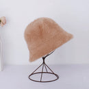 Women’s Winter Rabbit Fur Bucket Hat | Knitted Wool Fisherman Cap | Soft & Stylish Cold-Weather Accessory