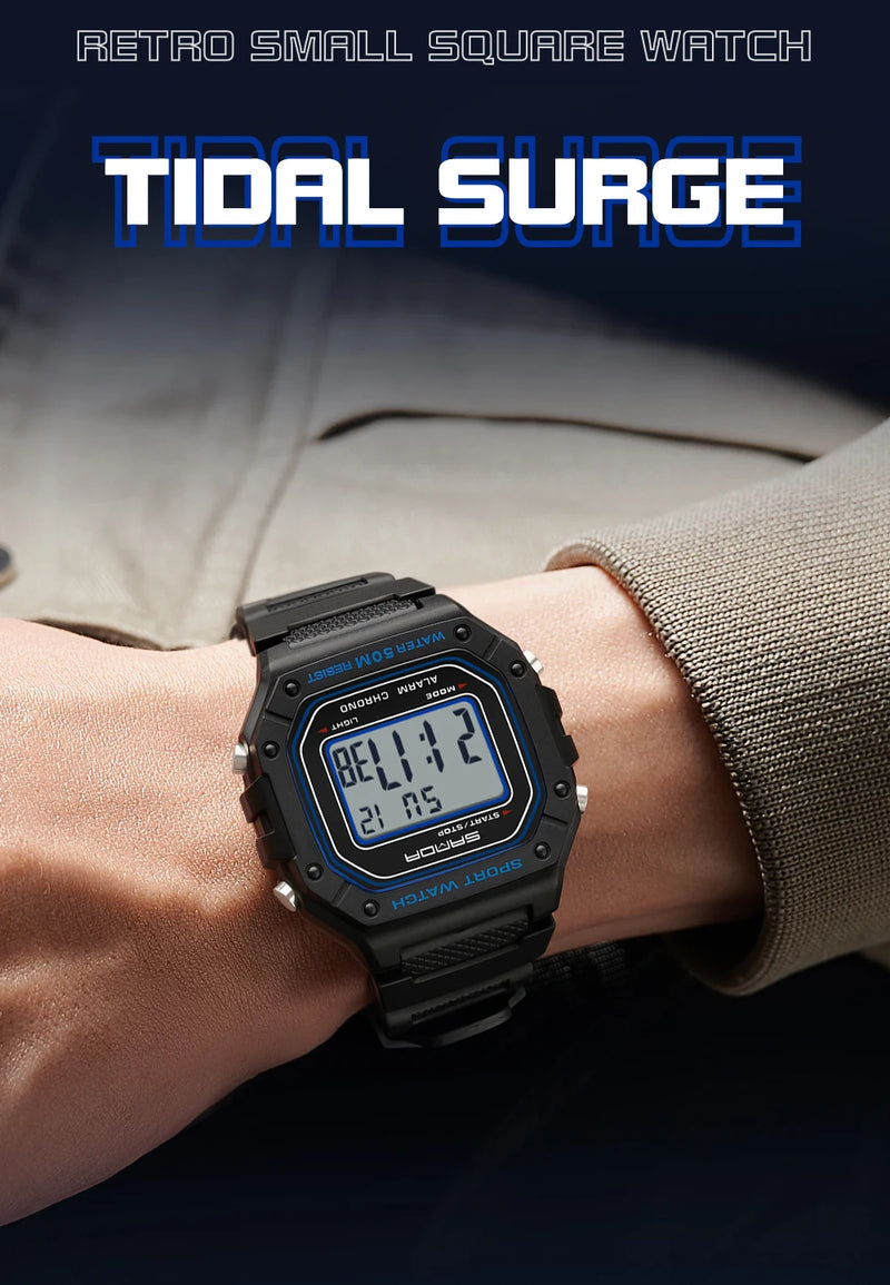 SANDA 2156 Men’s Military Sport Watch | Water-Resistant Digital Wristwatch with LED Display & Stopwatch