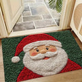 Christmas Door Mat | Santa Claus & Gingerbread Design | Red Holiday Welcome Mat for Indoor & Outdoor Use