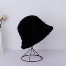 Women’s Winter Rabbit Fur Bucket Hat | Knitted Wool Fisherman Cap | Soft & Stylish Cold-Weather Accessory