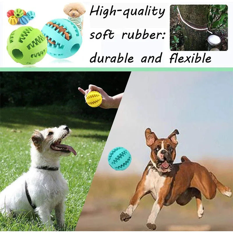 Interactive Rubber Dog Toy Ball – Chew & Treat Dispenser for Dental Cleaning and Play