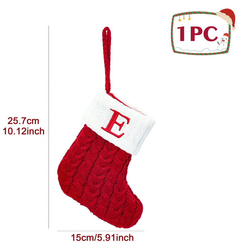 Knitted Christmas Socks with Snowflake & Letter Design | Festive Hanging Stockings for 2025–2026 Holiday Décor & Gifts